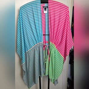 Lands' End Colorful Striped Swim Kaftan Cover Up